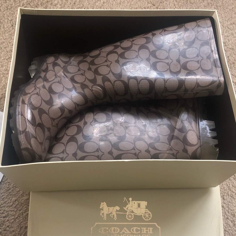 Coach beige rain boots size 8